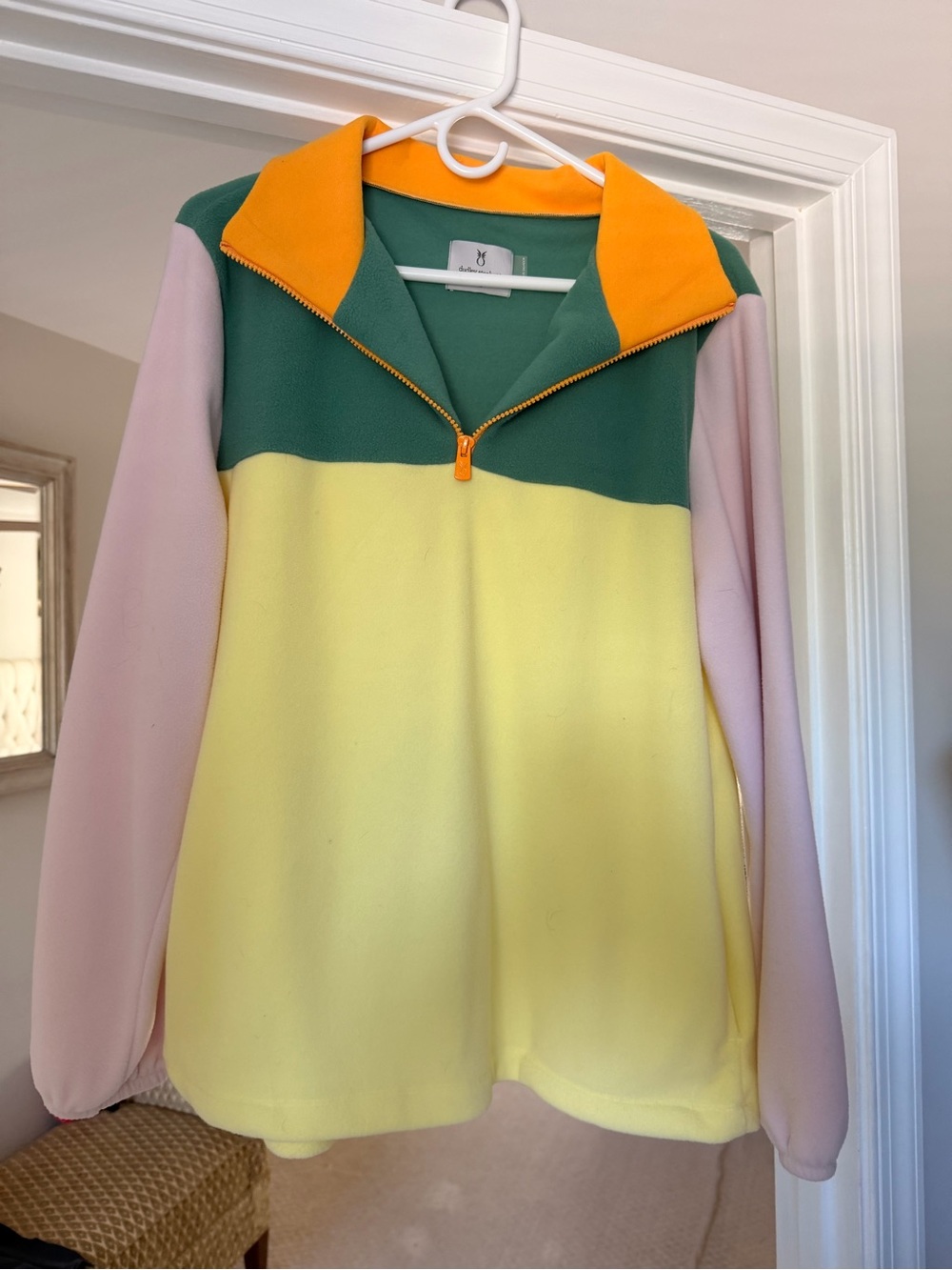 Dudley Stephens XL Colorblock Half-Zip Pullover Top - Green/Yellow/Pink -
